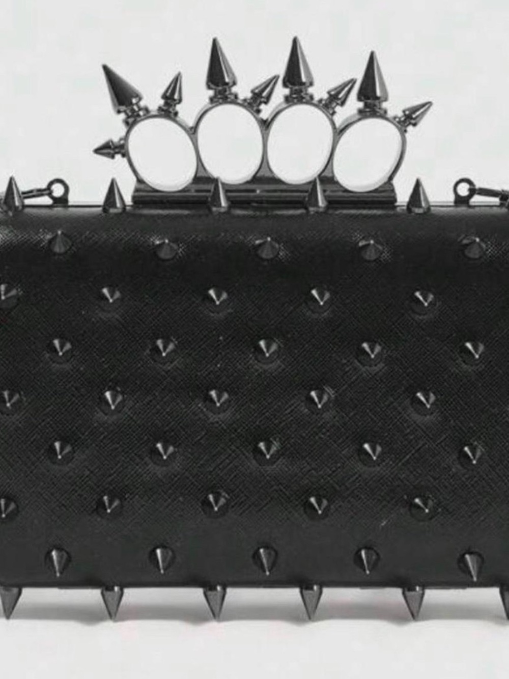 Designer Black Studded Spike Clutch Shoulder Bag
